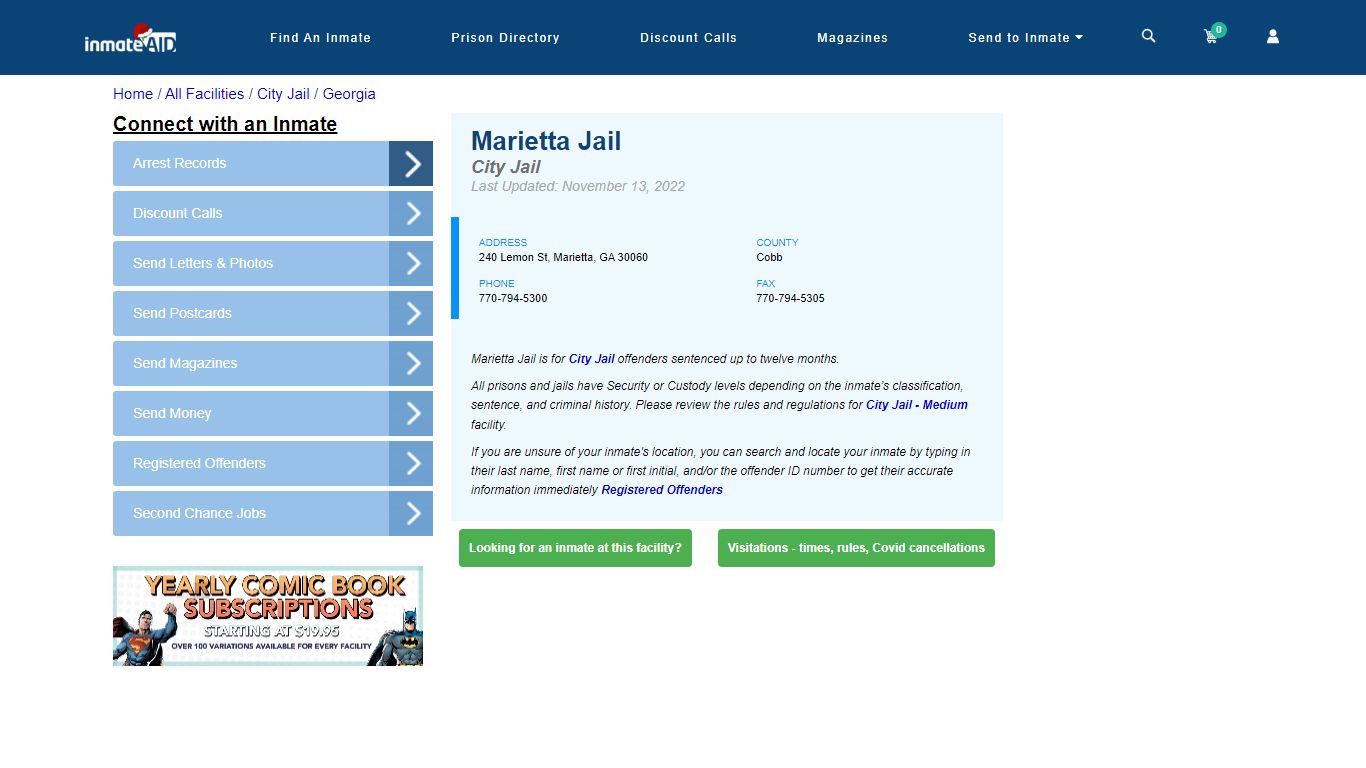 Marietta Jail | Inmate Locator